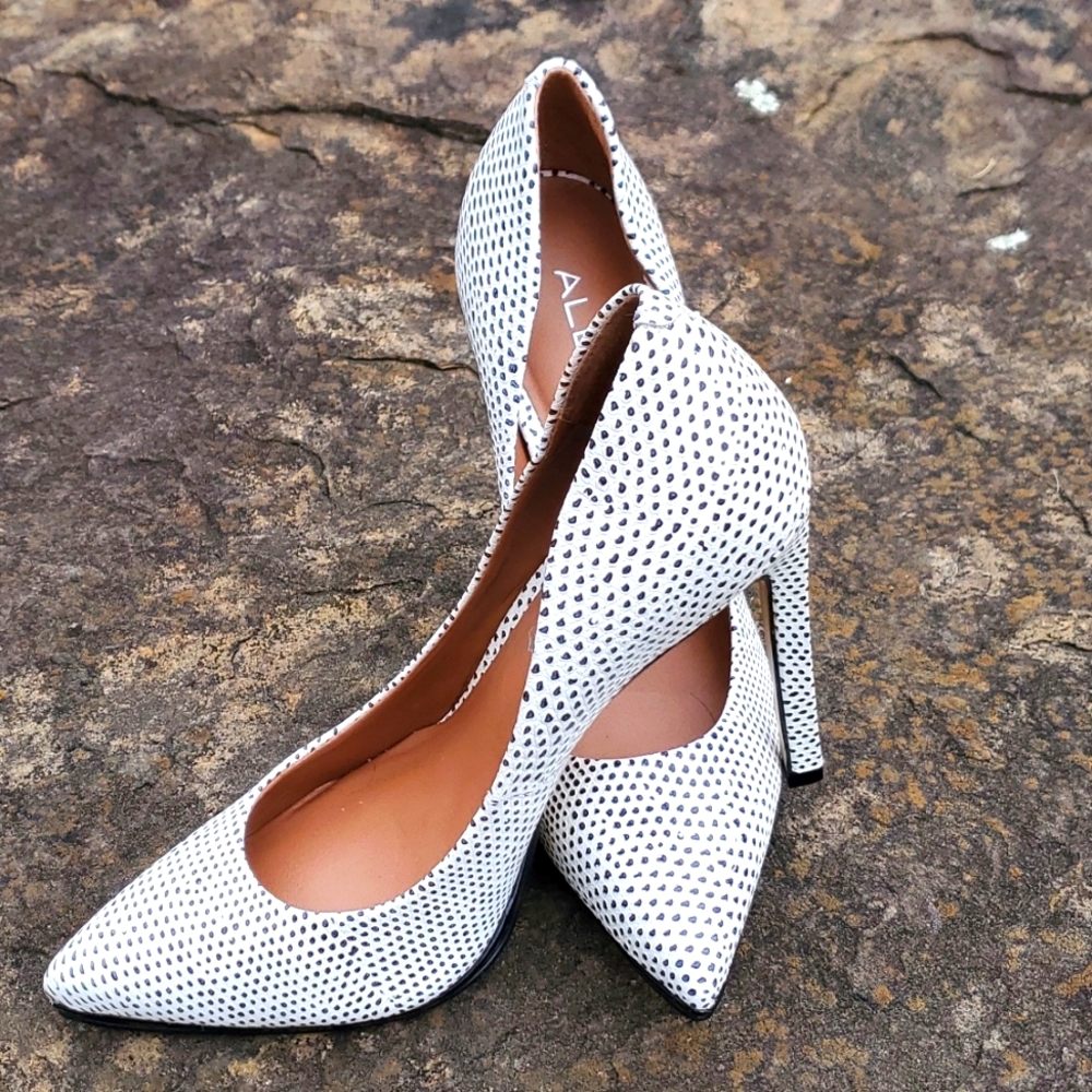 Aldo White and Black Polka Dot Heels